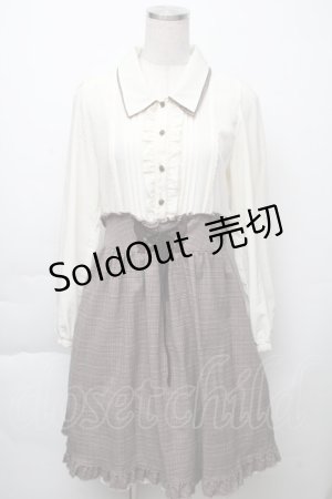 画像: axes femme / ドッキングチェック柄ワンピース  オフ×ブラウン S-25-11-23-026-AX-OP-HR-ZS