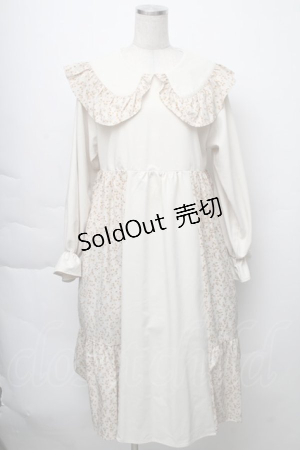 画像1: merry jenny / 切替flowerフリルワンピース  ベージュ S-25-11-23-028-LO-OP-HR-ZS (1)