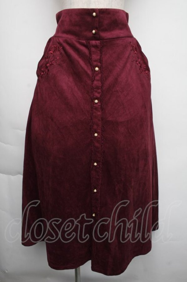 画像1: axes femme / スエード調ロングスカート  ワイン S-25-11-24-054-AX-SK-HR-ZS (1)