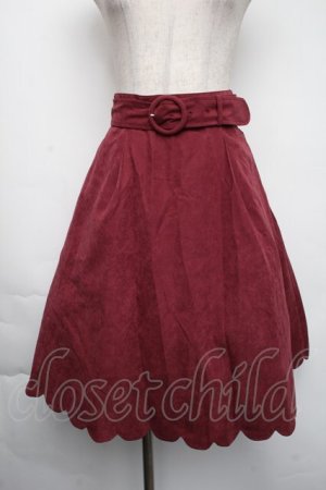 画像: Fi.n.t / 裾スカラップフレアースカート  ワイン S-25-11-24-055-CA-SK-HR-ZS