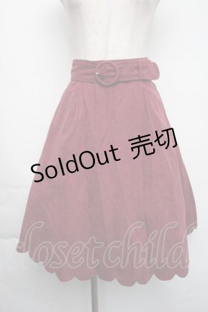 画像: Fi.n.t / 裾スカラップフレアースカート  ワイン S-25-11-24-055-CA-SK-HR-ZS