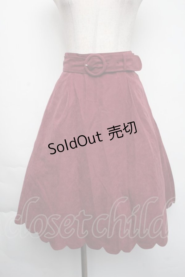 画像1: Fi.n.t / 裾スカラップフレアースカート  ワイン S-25-11-24-055-CA-SK-HR-ZS (1)