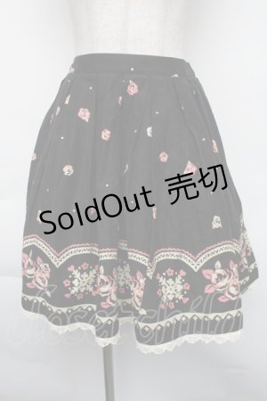 画像: Shirley Temple / 雪の結晶&ブーケスカート  黒 S-25-11-24-062-ET-SK-HR-ZS