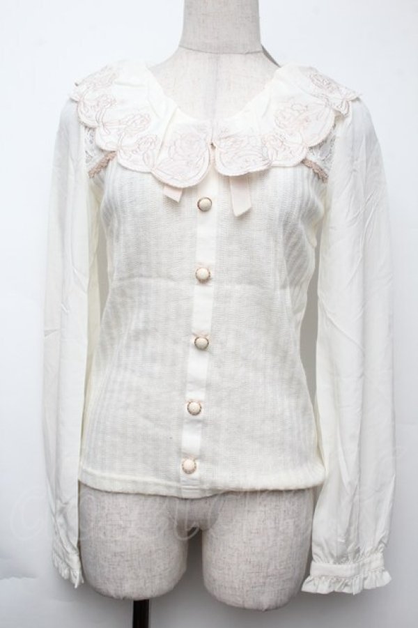 画像1: LIZ LISA / シフォン切替ブラウス風トップス  オフ S-25-11-24-008-LO-BL-HR-ZI (1)