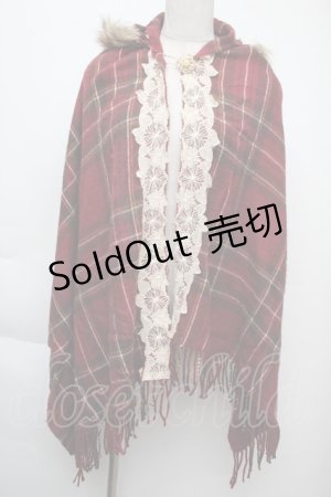 画像: axes femme / フード付きストール  ワイン S-25-11-24-003-AX-TO-HR-ZS