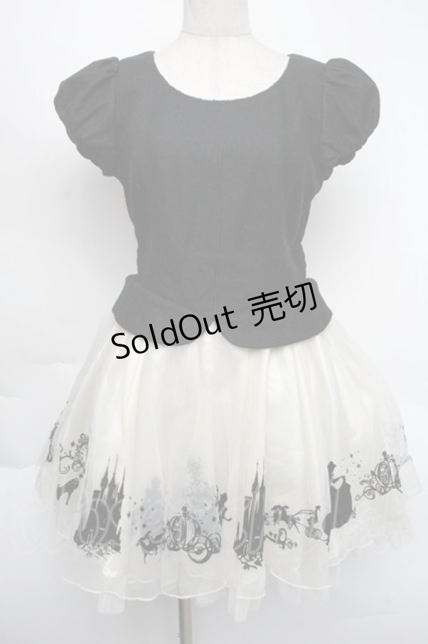 画像1: Secret Honey / シンデレラフロッキーワンピース  黒ｘオフ S-25-11-24-032-CA-OP-AS-ZT553 (1)