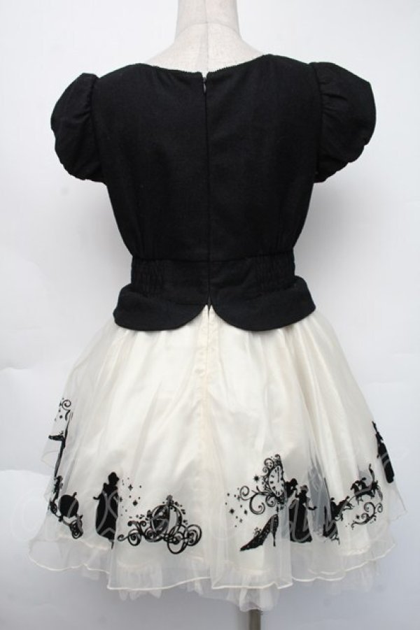 画像2: Secret Honey / シンデレラフロッキーワンピース  黒ｘオフ S-25-11-24-032-CA-OP-AS-ZT0108B (2)