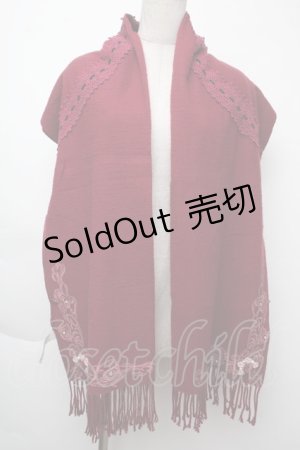 画像: axes femme / 巻き薔薇配色ストール  ワイン S-25-11-24-004-AX-ZA-HR-ZS