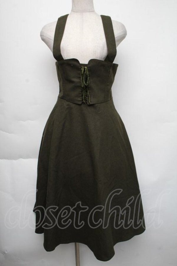 画像1: F&A / フロントレースアップコルセットワンピース  カーキ S-25-11-24-042-LO-OP-AS-ZT062 (1)