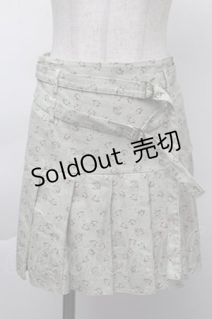 画像: merry jenny / 小花柄ダブルベルトミニスカート  グリーン S-25-11-26-048-LO-SK-HR-ZS