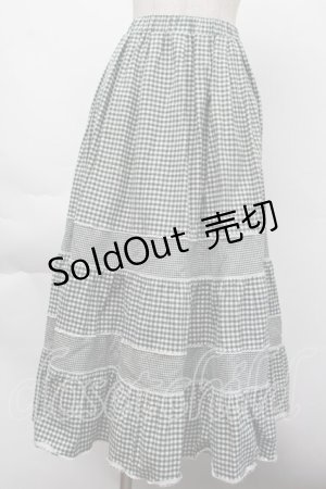画像: merry jenny / イレギュラーチェックフレアスカート  グリーンｘ白 S-25-11-26-049-LO-SK-HR-ZS