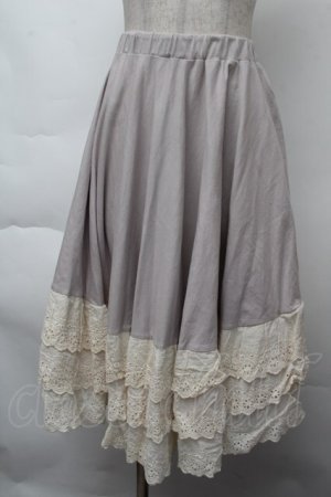 画像: Favorite / 3層レースのミルフィーユコットンペチコート  グレー S-25-11-26-051-LO-SK-HR-ZS