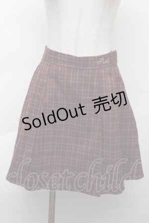 画像: 【SALE】F i.n.t / ロゴ刺繍入りサイドプリーツチェックミニスカート  ワイン S-25-11-26-052-CA-SK-HR-ZT516