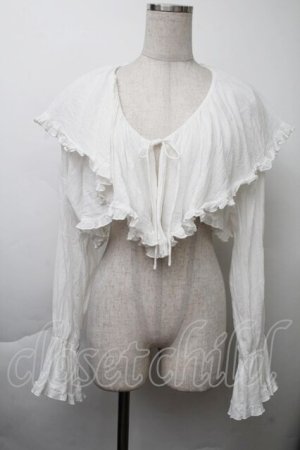 画像: merry jenny / ラッフルショートガーゼブラウス  白 S-25-11-26-008-LO-BL-HR-ZS