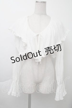 画像: merry jenny / ラッフルショートガーゼブラウス  白 S-25-11-26-008-LO-BL-HR-ZS