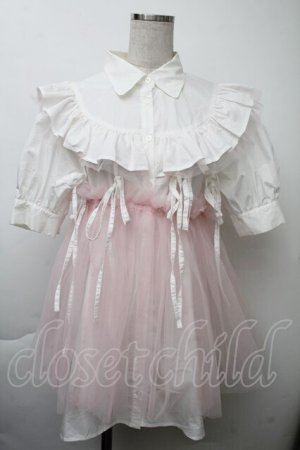 画像: pain / 2WAYチュールレイヤードシャツドレス  白ｘピンク S-25-11-26-013-LO-OP-HR-ZS