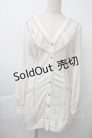 画像: OZZ ANGELO / レース切替カーディガン  オフ S-25-11-26-014-OO-TO-HR-ZS