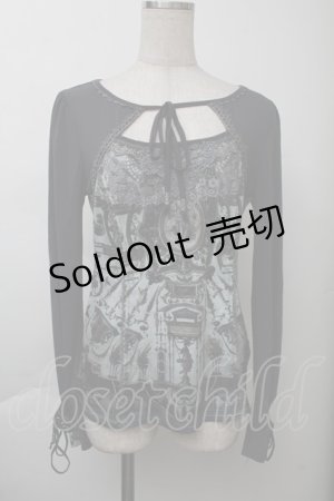 画像: OZZ ANGELO / プリント切替トップス  グレーｘミント S-25-11-26-016-OO-TO-HR-ZS