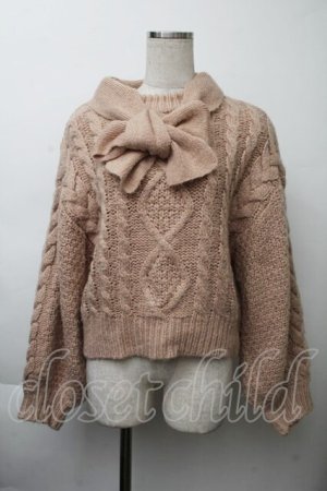 画像: F&A / ボウタイ付きケーブルニットプルオーバー  ベージュ S-25-11-26-022-LO-TO-HR-ZS