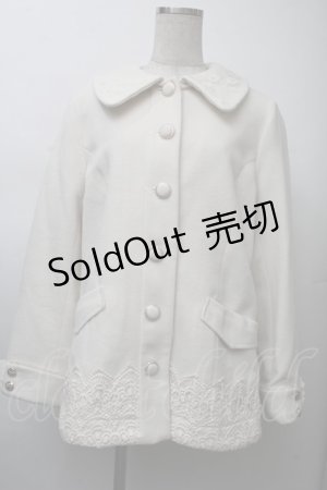 画像: axes femme / 裾レースデザインハーフコート  アイボリー S-25-11-26-027-AX-CO-HR-ZS