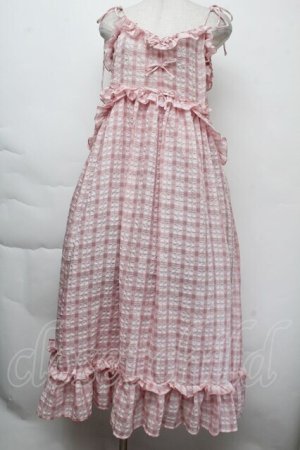 画像: merry jenny / チェックリボンキャミワンピース  ピンク S-25-11-26-034-LO-OP-HR-ZS