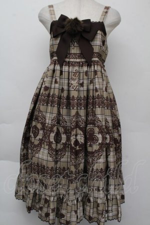 画像: ALICE and the PIRATES / アリスのトランプタータン柄ジャンパースカートII  ブラウン S-25-11-26-041-PA-OP-HR-ZS