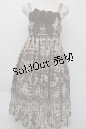 画像: ALICE and the PIRATES / アリスのトランプタータン柄ジャンパースカートII  ブラウン S-25-11-26-041-PA-OP-HR-ZS