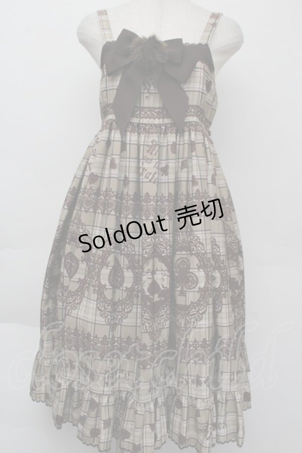 画像1: ALICE and the PIRATES / アリスのトランプタータン柄ジャンパースカートII  ブラウン S-25-11-26-041-PA-OP-HR-ZS (1)