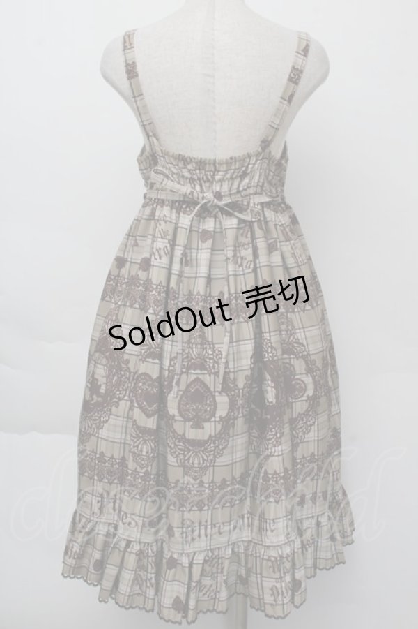 画像2: ALICE and the PIRATES / アリスのトランプタータン柄ジャンパースカートII  ブラウン S-25-11-26-041-PA-OP-HR-ZS (2)