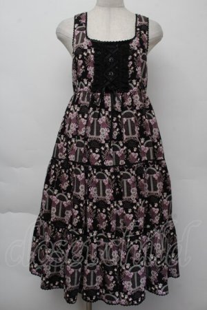 画像: ALICE and the PIRATES / 旅立ちのブーケと希望の窓ジャンパースカートII型  黒ｘ紫 S-25-11-26-042-PA-OP-HR-ZS