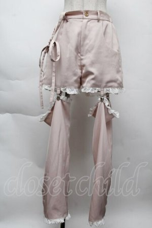 画像: pain / レースガーターサロペットパンツ  ピンク S-25-11-26-047-LO-PA-HR-ZS