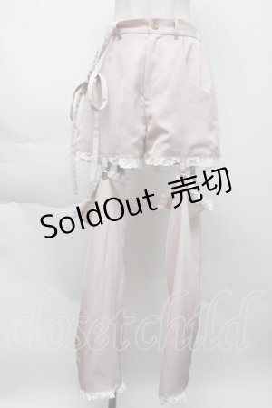 画像: pain / レースガーターサロペットパンツ  ピンク S-25-11-26-047-LO-PA-HR-ZS