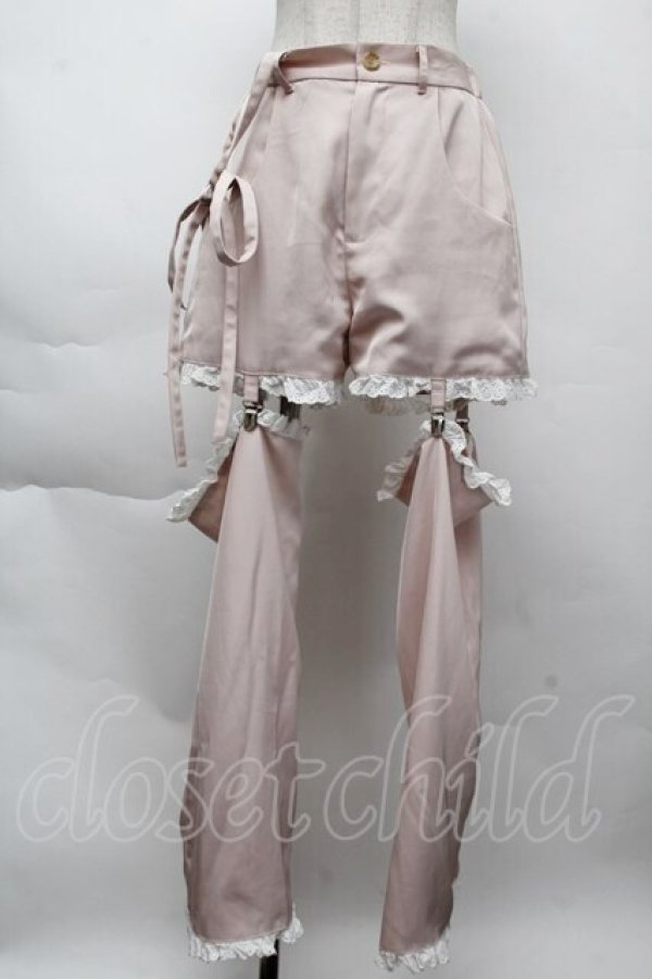 画像1: pain / レースガーターサロペットパンツ  ピンク S-25-11-26-047-LO-PA-HR-ZS (1)