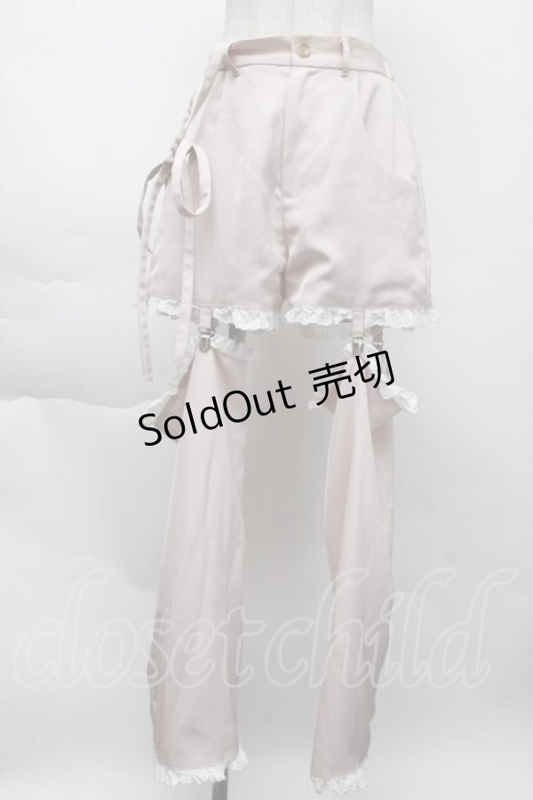 画像1: pain / レースガーターサロペットパンツ  ピンク S-25-11-26-047-LO-PA-HR-ZS (1)