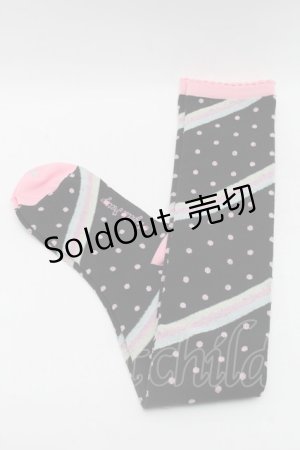 画像: Angelic Pretty / マシュマロボーダーオーバーニー  黒 S-25-11-28-001-AP-ZA-AS-ZS