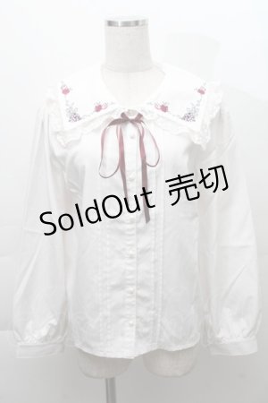 画像: axes femme POETIQUE / ラ　レコルト刺繍襟ブラウス  白 S-25-11-28-040-AX-BL-AS-ZS