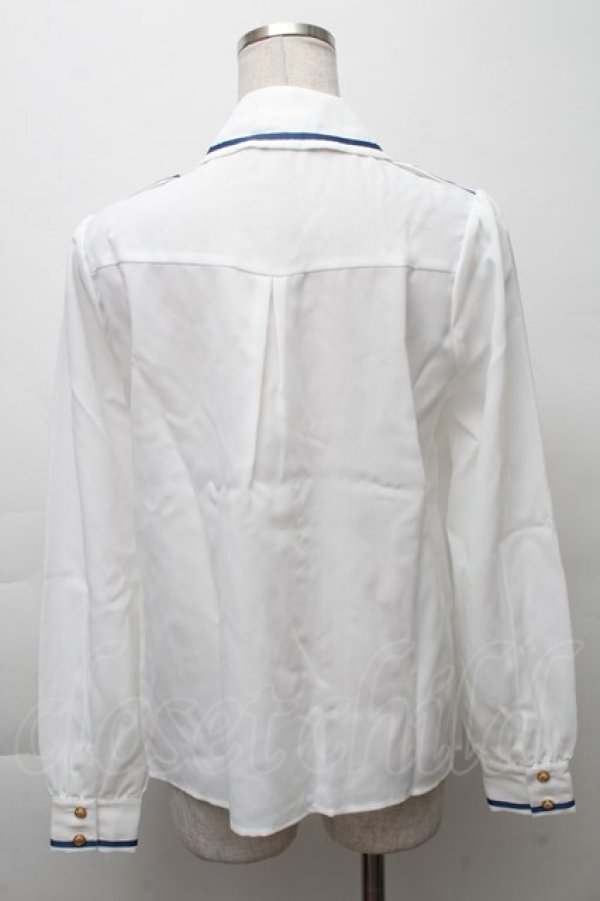 画像2: Amavel / Message Stripeクロスタイブラウス  白 S-25-11-28-041-CA-BL-AS-ZS (2)