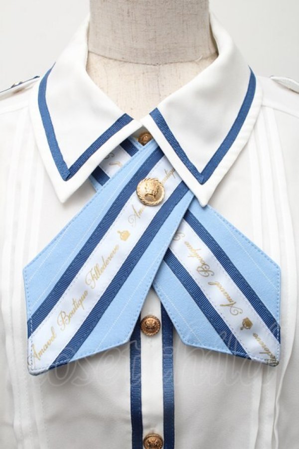 画像3: Amavel / Message Stripeクロスタイブラウス  白 S-25-11-28-041-CA-BL-AS-ZS (3)