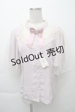 画像: axes femme kawaii / ビジューリボンブローチ付ブラウス  ピンク S-25-11-28-043-AX-BL-AS-ZS