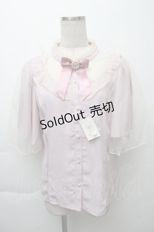 画像1: axes femme Kawaii / ビジューリボンブローチ付ブラウス  ピンク S-25-11-28-043-AX-BL-AS-ZS (1)