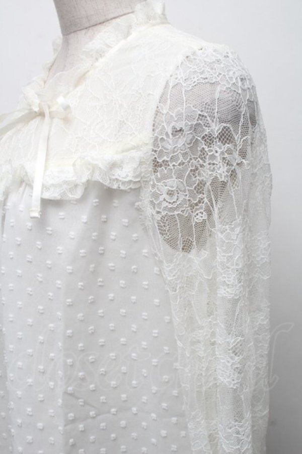 画像3: axes femme / ドットドビーシフォンブラウス  オフ S-25-11-28-046-AX-BL-AS-ZS (3)