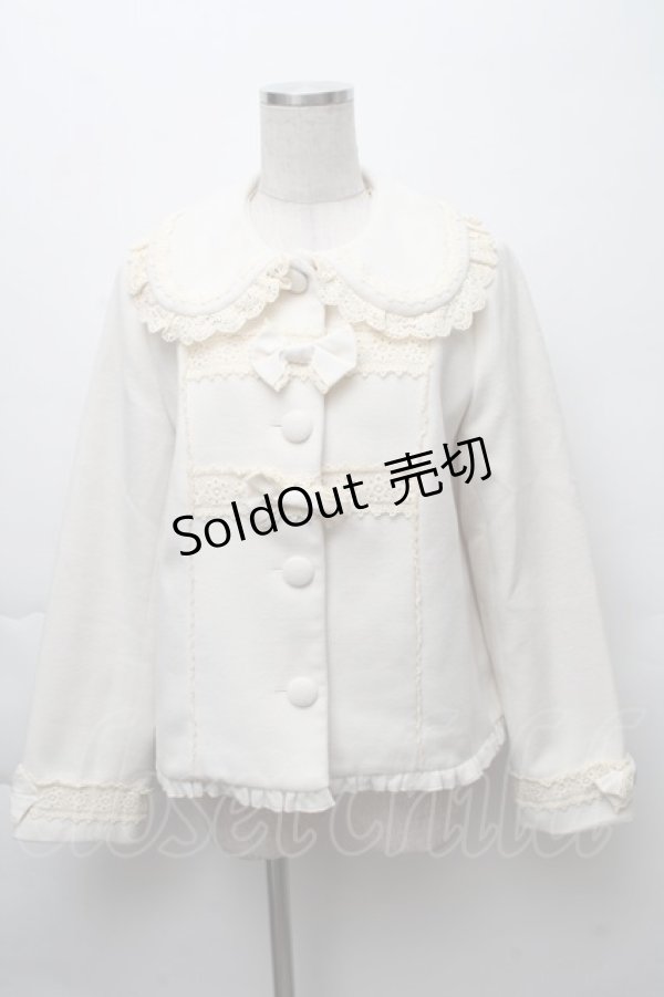 画像1: axes femme kawaii / レースフリルショートコート  オフ S-25-11-28-047-AX-CO-AS-ZS (1)