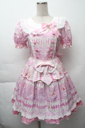 画像: BABY,THE STARS SHINE BRIGHT / Sweetheart Parfaiteria柄ワンピース  ピンク S-25-11-28-050-BA-OP-AS-ZS