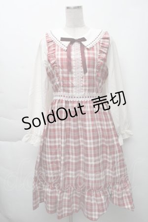 画像: axes femme POETIQUE / チェックフリル襟付ワンピース  赤 S-25-11-28-054-AX-OP-AS-ZS