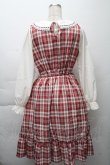 画像2: axes femme POETIQUE / チェックフリル襟付ワンピース  赤 S-25-11-28-054-AX-OP-AS-ZS (2)