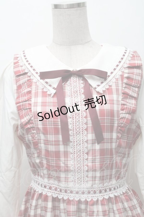 画像3: axes femme POETIQUE / チェックフリル襟付ワンピース  赤 S-25-11-28-054-AX-OP-AS-ZS (3)