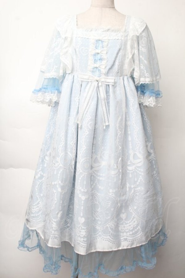 画像1: Angelic Pretty / Lacy Heart Gardenワンピース  サックス S-25-11-28-055-AP-OP-AS-ZS (1)
