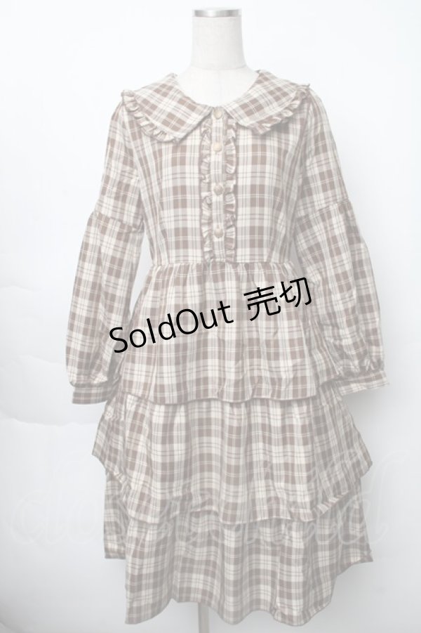 画像1: axes femme POETIQUE / ティアードフリルセーラーワンピース  ブラウン S-25-11-28-058-AX-OP-AS-ZS (1)