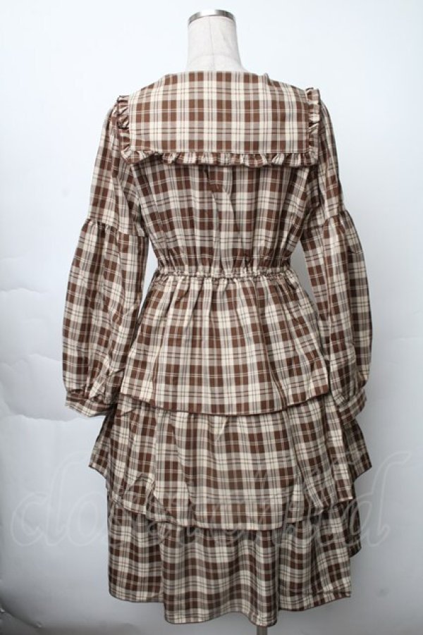 画像2: axes femme POETIQUE / ティアードフリルセーラーワンピース  ブラウン S-25-11-28-058-AX-OP-AS-ZS (2)