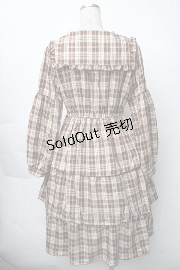 画像2: axes femme POETIQUE / ティアードフリルセーラーワンピース  ブラウン S-25-11-28-058-AX-OP-AS-ZS (2)